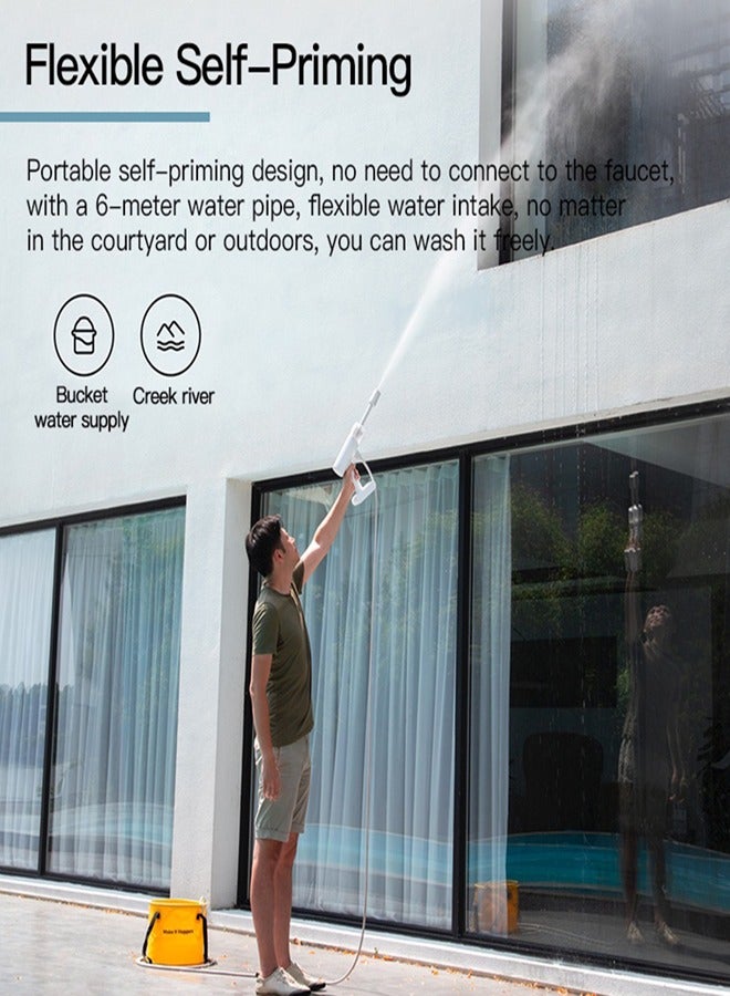 شاومي جهاز غسيل السيارة اللاسلكي عالي الضغط وغسالة السيارة متعددة الوظائف بخاخ الماء 2000 مللي أمبير بطارية قابلة لإعادة الشحن - أبيض - Image 4