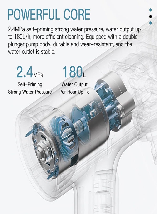 شاومي جهاز غسيل السيارة اللاسلكي عالي الضغط وغسالة السيارة متعددة الوظائف بخاخ الماء 2000 مللي أمبير بطارية قابلة لإعادة الشحن - أبيض - Image 5