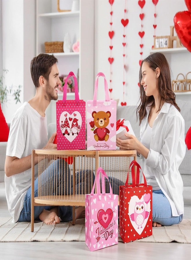 Wesnoy 24 Pcs Valentine's Day Gift Tote Bags Bulk Reusable Non Woven Gift Wrap Cute Treat Goodie Bags with Handle for Valentine's Day Wedding Birthday Party Favor Supplies - Image 5