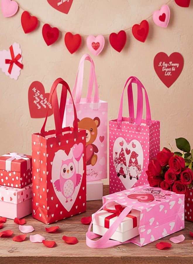 Wesnoy 24 Pcs Valentine's Day Gift Tote Bags Bulk Reusable Non Woven Gift Wrap Cute Treat Goodie Bags with Handle for Valentine's Day Wedding Birthday Party Favor Supplies - Image 2
