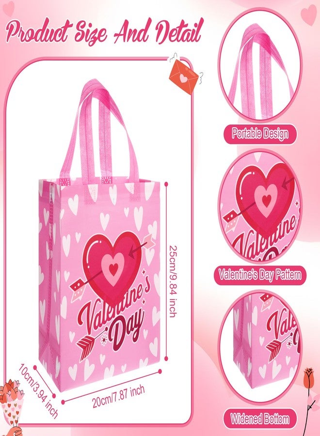 Wesnoy 24 Pcs Valentine's Day Gift Tote Bags Bulk Reusable Non Woven Gift Wrap Cute Treat Goodie Bags with Handle for Valentine's Day Wedding Birthday Party Favor Supplies - Image 3