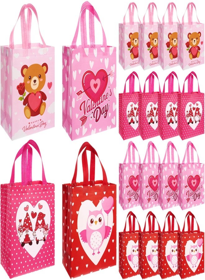 Wesnoy 24 Pcs Valentine's Day Gift Tote Bags Bulk Reusable Non Woven Gift Wrap Cute Treat Goodie Bags with Handle for Valentine's Day Wedding Birthday Party Favor Supplies - Image 1