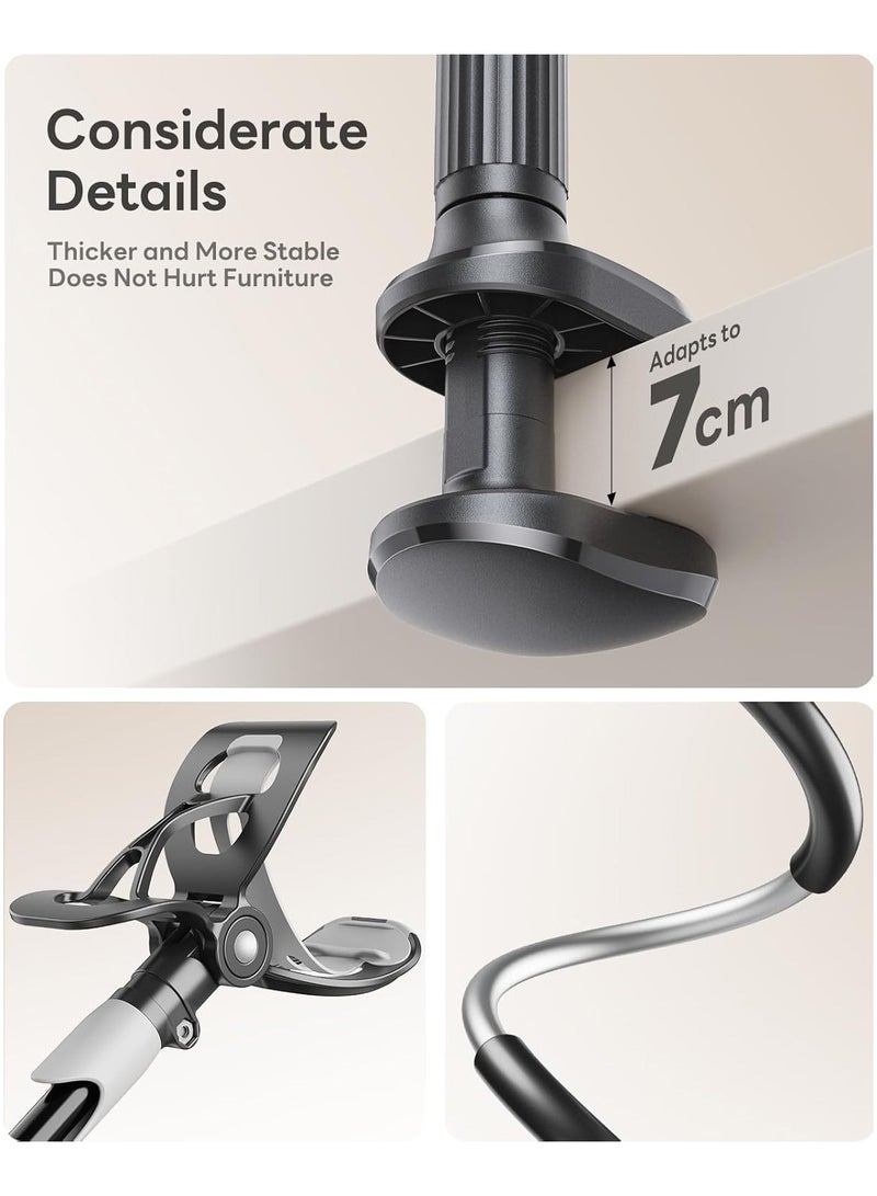 SAIJI Gooseneck Bed Phone Holder, Flexible Long Arm Phone Mount for Desk, Clip Bracket Clamp Stand, iPhone Stand, Mobile Cell Phone Stand Document Camera Nintendo Switch (Black) - Image 3