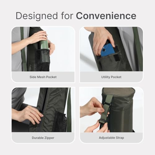 CULT Yoga Mat Carry Bag – Durable Polyester with Adjustable Shoulder Strap, Side Utility Pocket & Mesh Bottle Holder, Water-Resistant, Lightweight & Portable Cover – Fits Yoga Mats up to 6mm – Olive - Image 4