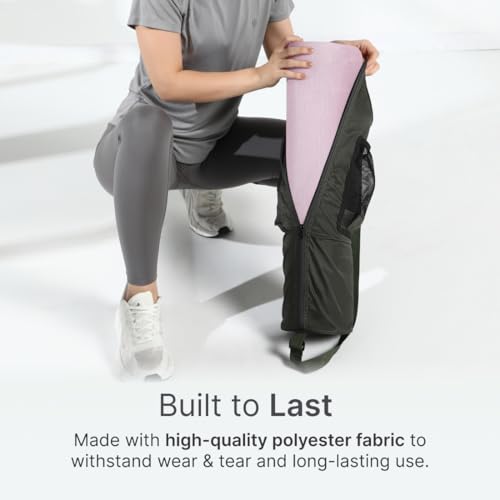 CULT Yoga Mat Carry Bag – Durable Polyester with Adjustable Shoulder Strap, Side Utility Pocket & Mesh Bottle Holder, Water-Resistant, Lightweight & Portable Cover – Fits Yoga Mats up to 6mm – Olive - Image 5