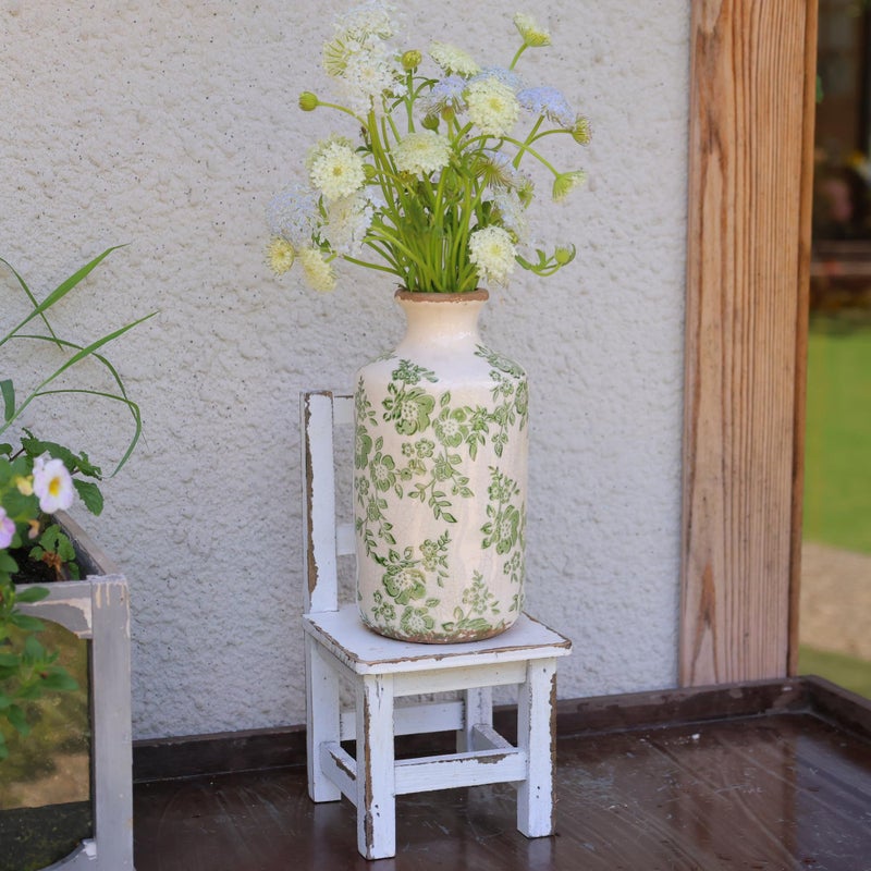 Ronasip 8" Retro Crackle Glaze Ceramic Vase Rustic Green Vases Decorative Vases Farmhouse Home Decor Vase Chinoiserie Vintage Flower Vases (Green, 8 Inches) - Image 5