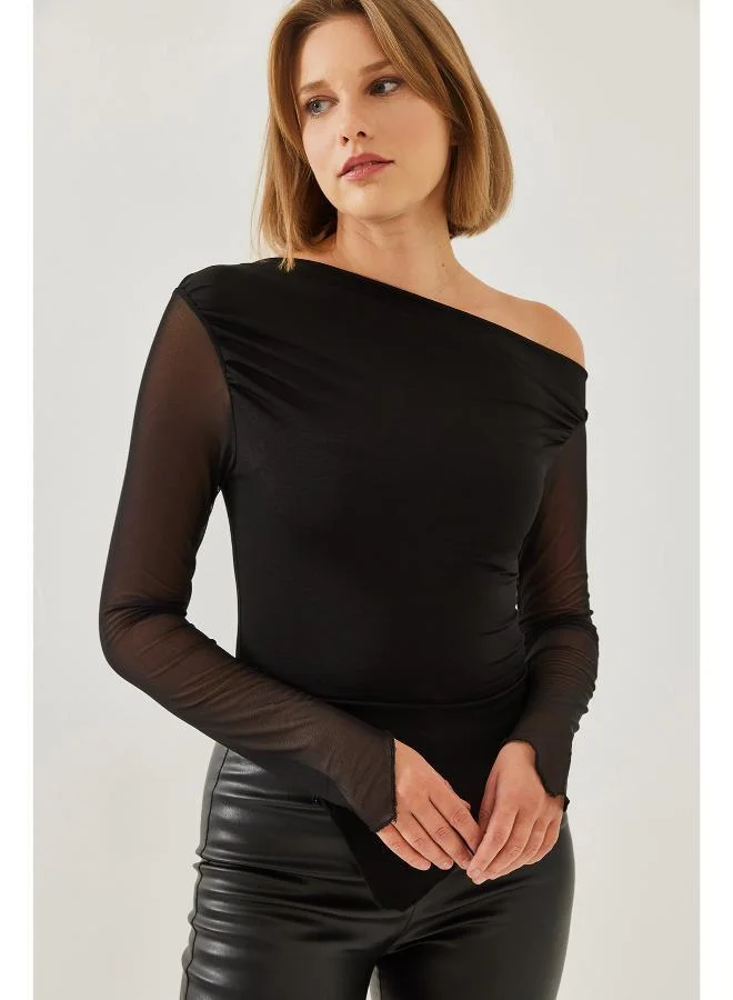 Ginger Assymetric Drop Shoulder Fitted Top