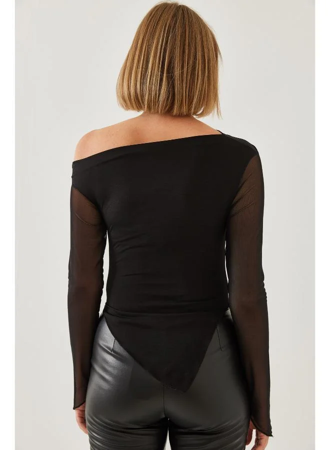 Ginger Assymetric Drop Shoulder Fitted Top