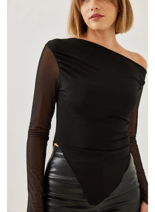 Ginger Assymetric Drop Shoulder Fitted Top