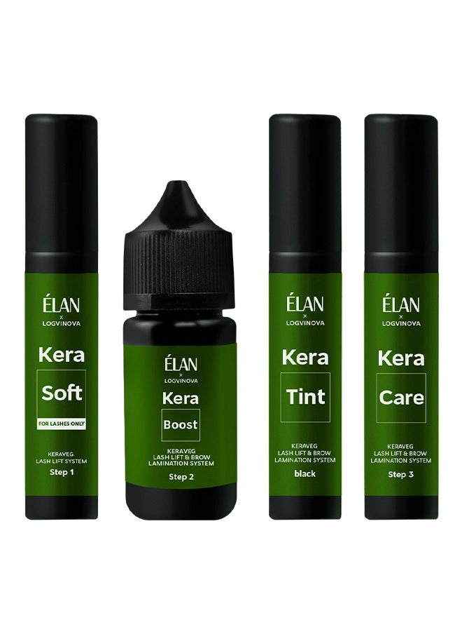 Elan - Elan KeraVEG Lash Lift and Brow Lamination Kit – Complete Vegan System – 2 in 1 Professional Eyebrow Lamination & Eyelash Lifting, Tinting, and Nourishing Kit – 4-Step Set, Eyelashes and Brows Perm Kit Made in Turkey - Image 1