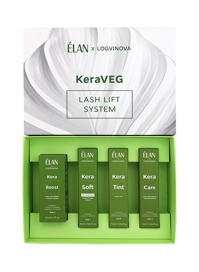 Elan - Elan KeraVEG Lash Lift and Brow Lamination Kit – Complete Vegan System – 2 in 1 Professional Eyebrow Lamination & Eyelash Lifting, Tinting, and Nourishing Kit – 4-Step Set, Eyelashes and Brows Perm Kit Made in Turkey - Image 1