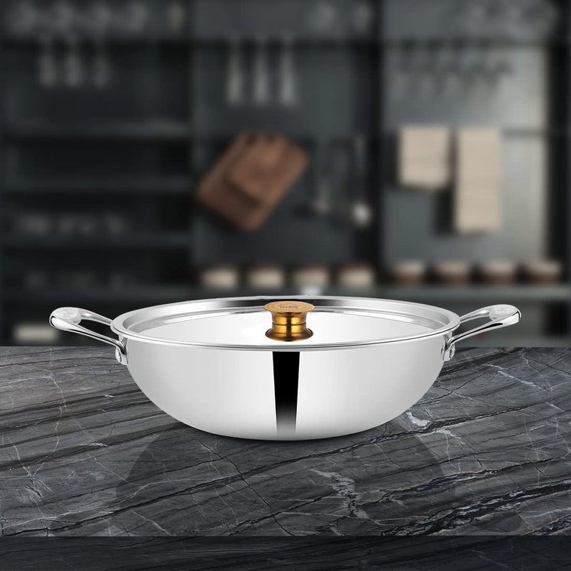 Shri & Sam Kadhai with Stainless Steel Lid - Triplica (24 CM)  - Image 2