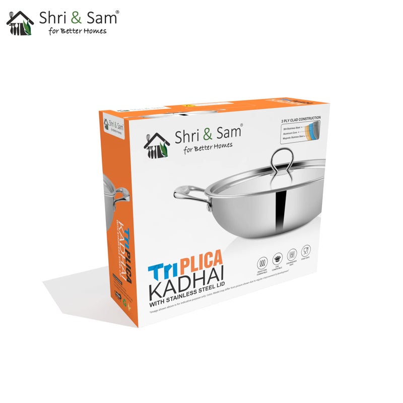 Shri & Sam Kadhai with Stainless Steel Lid - Triplica (24 CM)  - Image 5
