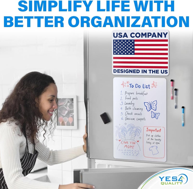 YES4QUALITY Extra Large Magnetic Dry Erase White Board Sheet for Fridge - 23x15 - Stain Resistant Technology with 3 Markers & Big Eraser with Magnet - Refrigerator Whiteboard Planner Organizer - by - Image 2