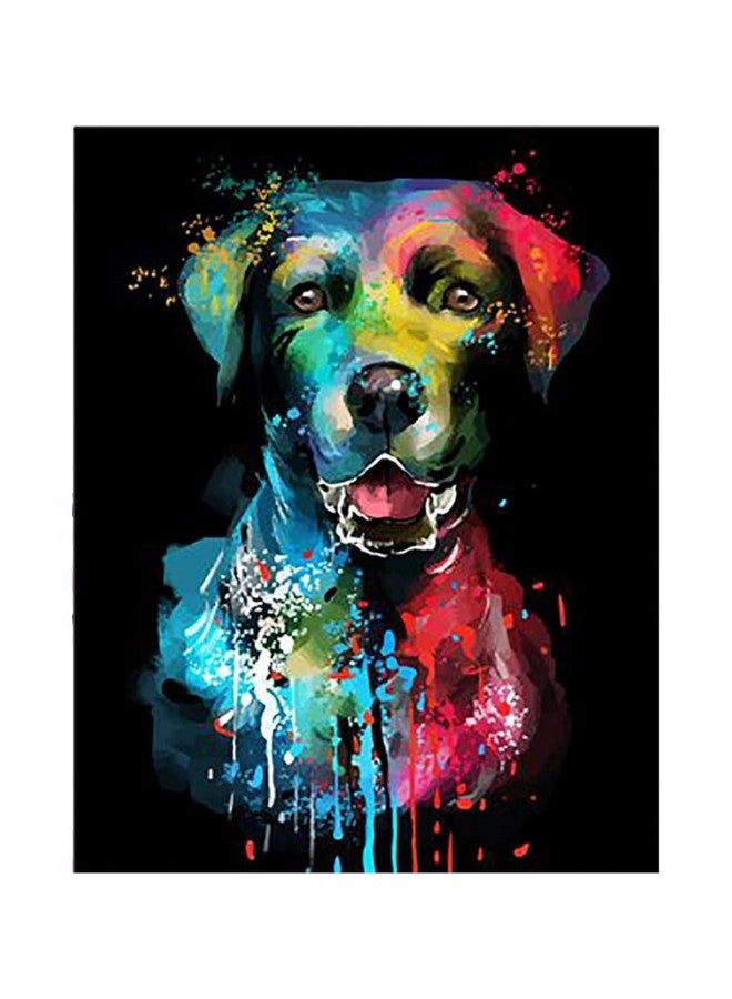 Retailio مجموعة ريتيليو للرسم بالأرقام على قماش، مجموعة رسم زهور للأطفال والفتيات والكبار والمبتدئين، مقاس 16 × 20 بوصة، مجموعة رسم زيتي بدون لهب، هدية (كلب ملون) - Image 1