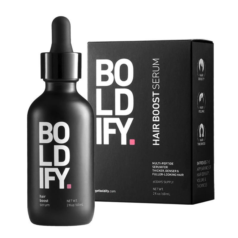 BOLDIFY Hair Growth Serum  2 oz 30 Natural Boosters  4 Clinically Proven Peptides Lightweight NonGreasy Scalp Treatment for Thicker Fuller Hair for Women  Men