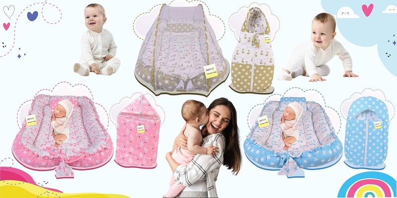 Kwitchy Kwitchy Baby Bedding Combo for New Born Cushioned Mattress Bed Sleeping Bag Cum Carry Wrapper 06 Months Green 2PCS Set  - Image 4
