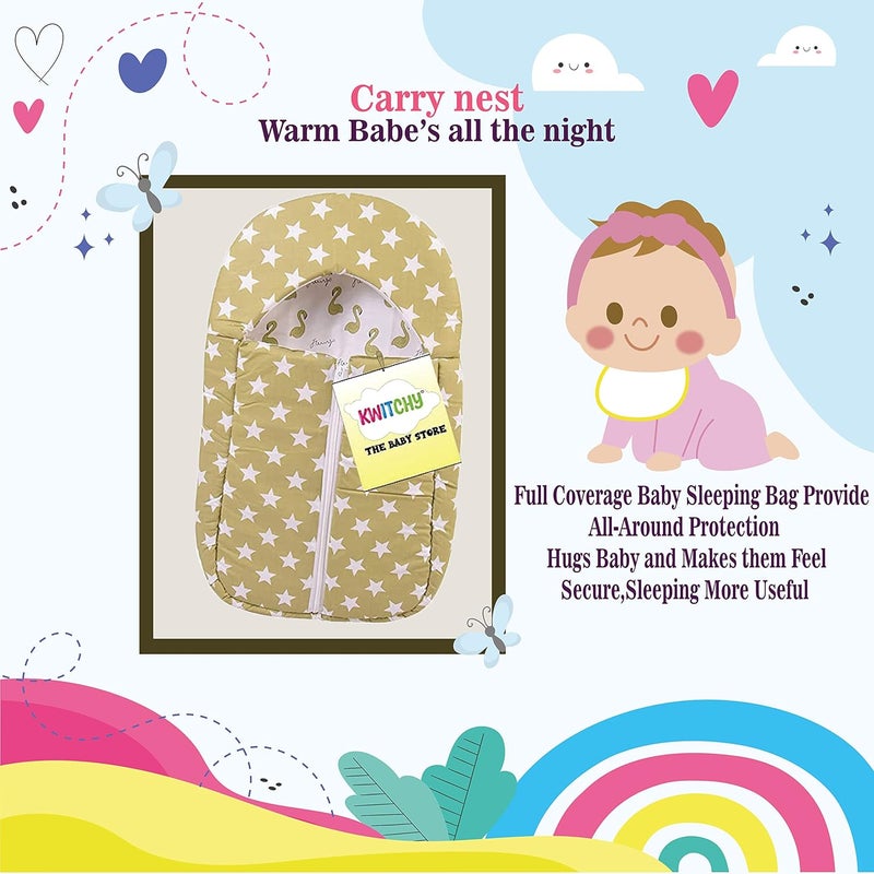 Kwitchy Kwitchy Baby Bedding Combo for New Born Cushioned Mattress Bed Sleeping Bag Cum Carry Wrapper 06 Months Green 2PCS Set  - Image 5