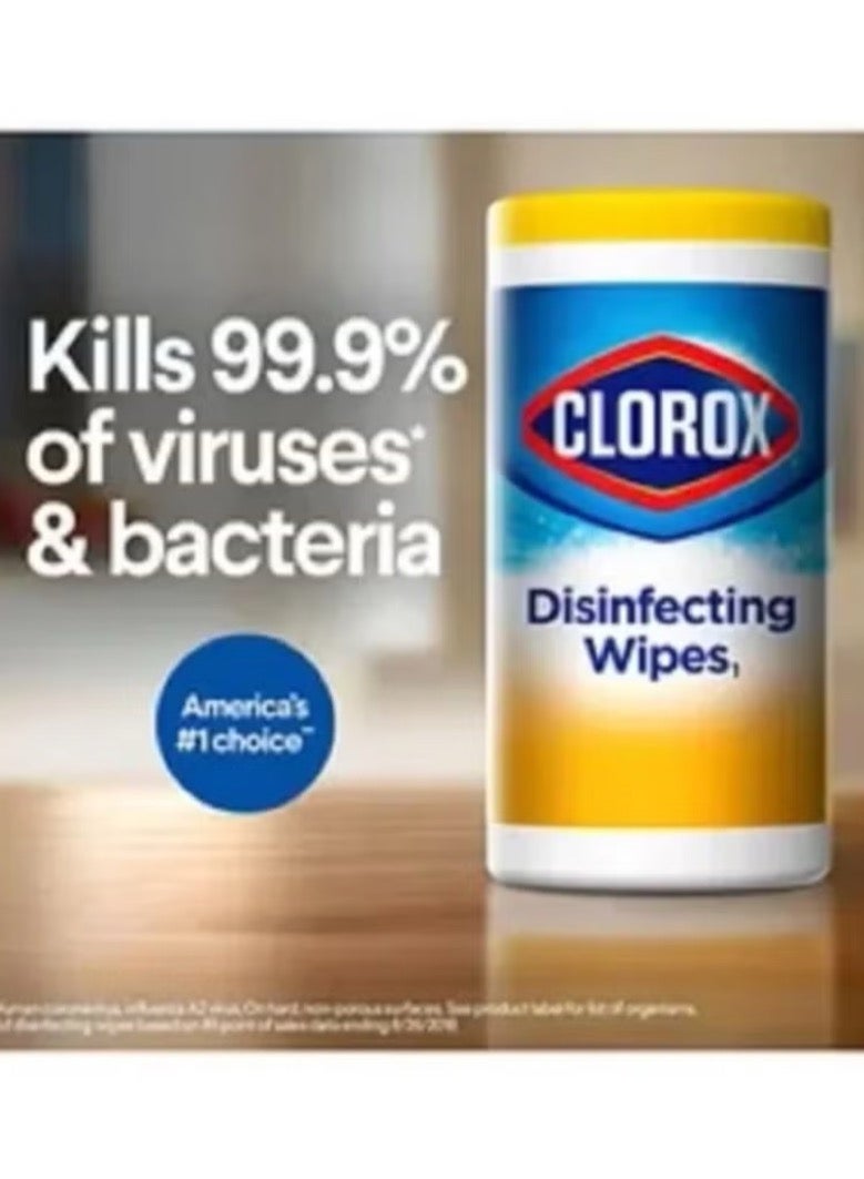 كلوركس عبوات مناديل مبللة مطهرة من الجراثيم بمزيج من الليمون من عبوتين × 35 منديلاً بإجمالي 70 قطعة 516جرام - Image 2