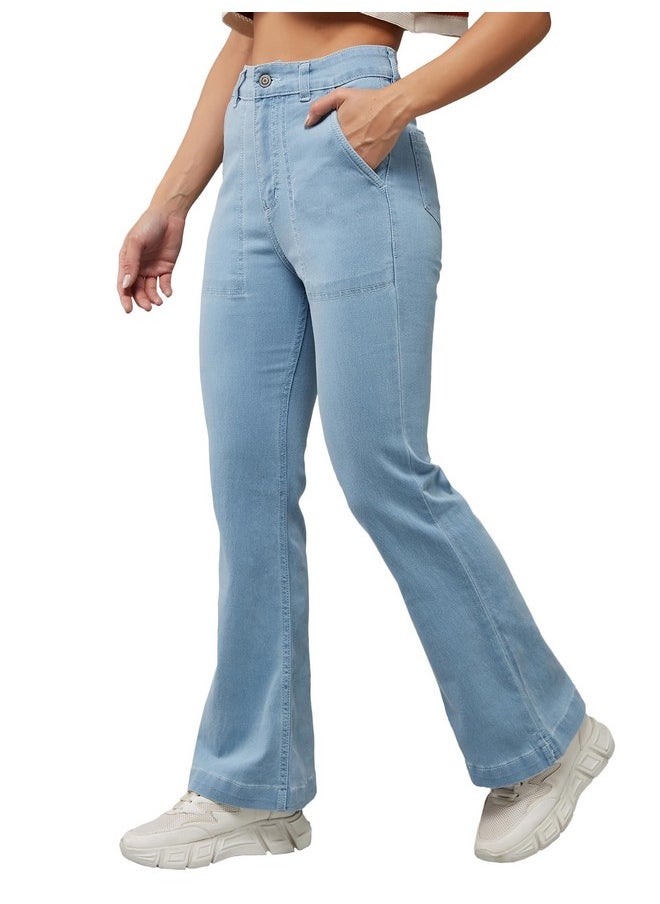 Miss Chase - Miss Chase Women's Boot Cut High/Mid Rise Clean Look Regular/Cropped Stretchable Denim Jeans (Plus (MCSS24DEN79-03-324-34, Colorado Blue, 34) - Image 1