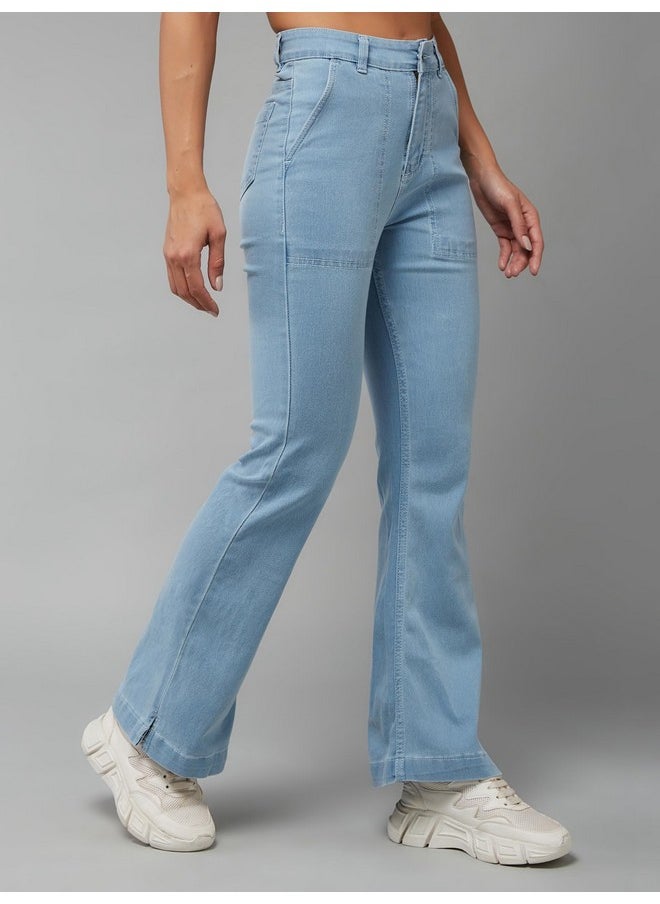 Miss Chase - Miss Chase Women's Boot Cut High/Mid Rise Clean Look Regular/Cropped Stretchable Denim Jeans (Plus (MCSS24DEN79-03-324-34, Colorado Blue, 34) - Image 1