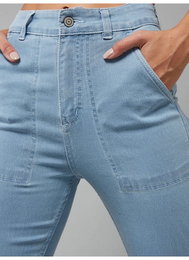 Miss Chase - Miss Chase Women's Boot Cut High/Mid Rise Clean Look Regular/Cropped Stretchable Denim Jeans (Plus (MCSS24DEN79-03-324-34, Colorado Blue, 34) - Image 1