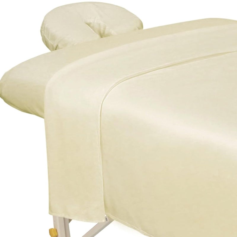 ForPro Professional Collection ForPro Professional Collection Premium Microfiber 3Piece Massage Sheet Set Natural UltraLight Stain and WrinkleResistant Includes Massage Flat and Fitted Sheet and Massage Face Rest Cover 