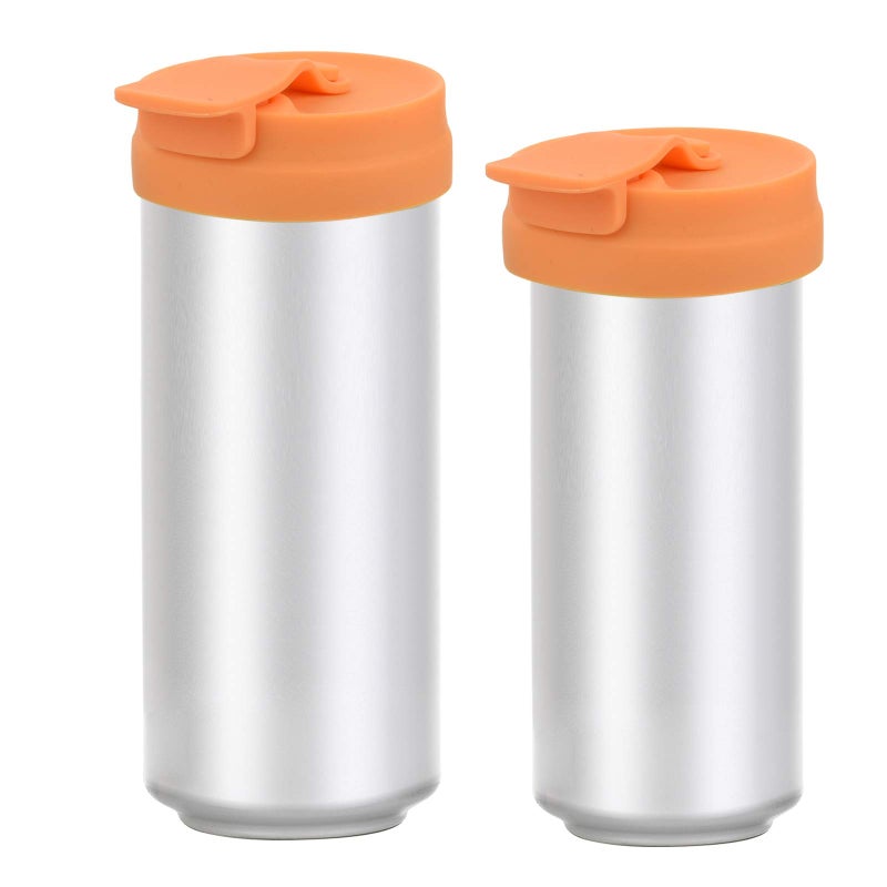 Homakover Silicone Slim Can Lids Beverage Can Cover Protector for Slim Can Tall Skinny Can Beer Bottle Soda Energy Drink Orange 2 Pieces
