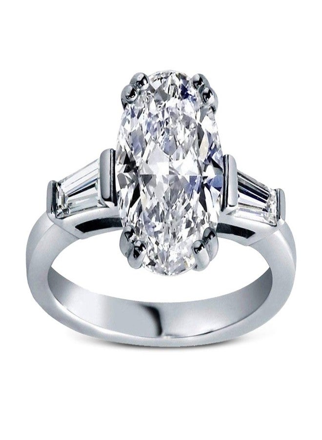 Savlano 18K Gold Plated Oval Cut Cubic Zirconia 3 Stone Wedding Engagement Women Statement Ring (7) - Image 1