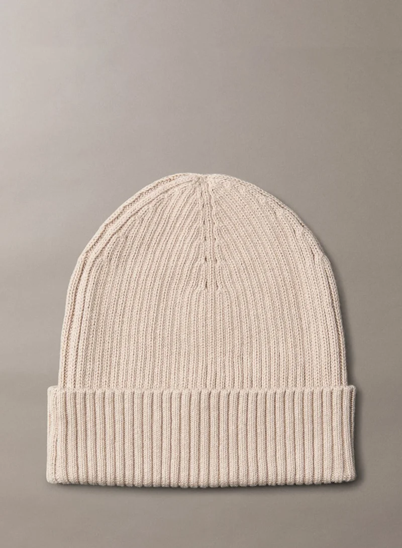 CALVIN KLEIN Logo Patch Chunky Rib Beanie