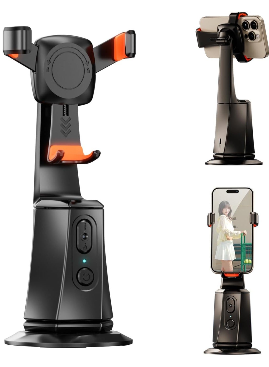 Auto Face Tracking Tripod, 360 Rotation Phone Camera Mount, No App Needed, Battery Operated Smart Shooting Holder for Live Vlog - S1