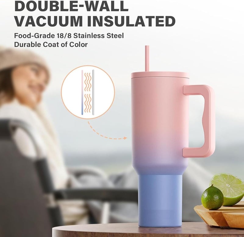 KHOLAD Stainless Steel Vacuum Insulated Tumbler with Lid and Straw Pack of 1 Quencher H2.0 FlowState Coffee Sipper for Water, Iced Tea or Coffee, Smoothie and More 1200ml (Candy - 40oz) - Image 3