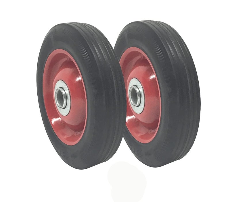 UI PRO TOOLS 2 Pack - Solid Rubber Flat Free Tire 6" x 1.5" Hand Truck Wheel - 1.25" Offset Hub – 5/8" Axle - 350 lbs Capacity - Image 1