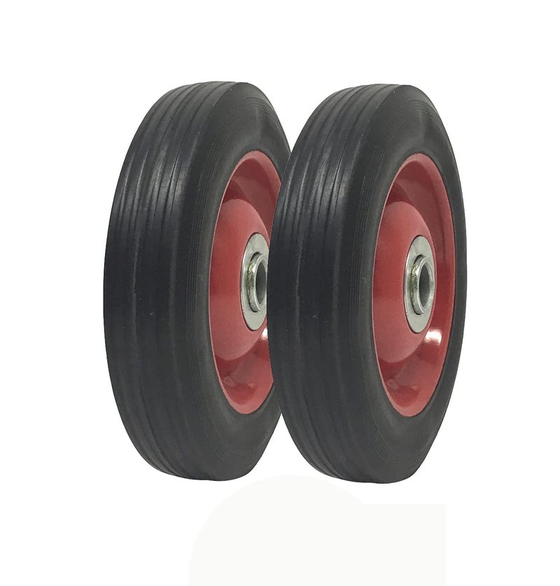 UI PRO TOOLS 2 Pack - Solid Rubber Flat Free Tire 6" x 1.5" Hand Truck Wheel - 1.25" Offset Hub – 5/8" Axle - 350 lbs Capacity - Image 2