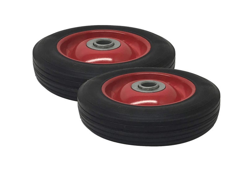 UI PRO TOOLS 2 Pack - Solid Rubber Flat Free Tire 6" x 1.5" Hand Truck Wheel - 1.25" Offset Hub – 5/8" Axle - 350 lbs Capacity - Image 3