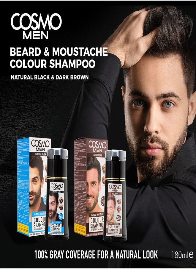 COSMO - Dark Brown Beard Colour Shampoo Unisex 180ML - Image 1
