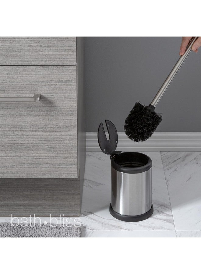 Bath Bliss Bath Bliss Toilet Brush and Holder | Self Closing Lid | 360 Degree Brush Head | Bathroom Cleaning | Compact Size | Storage and Organization | Stainless Steel  - Image 4