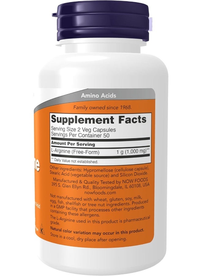 now L-Arginine 500 Mg, 100 Capsules - Image 2