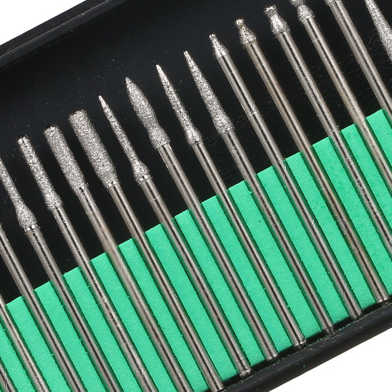 30Pcs Diamond Burr Bits Carving Drill Bits Diamond Burr Bits Drill Kit for Rotary Tool Metal Woodworking Router Grinding Engraving Carving 1/8''(3mm) Shank - Image 2