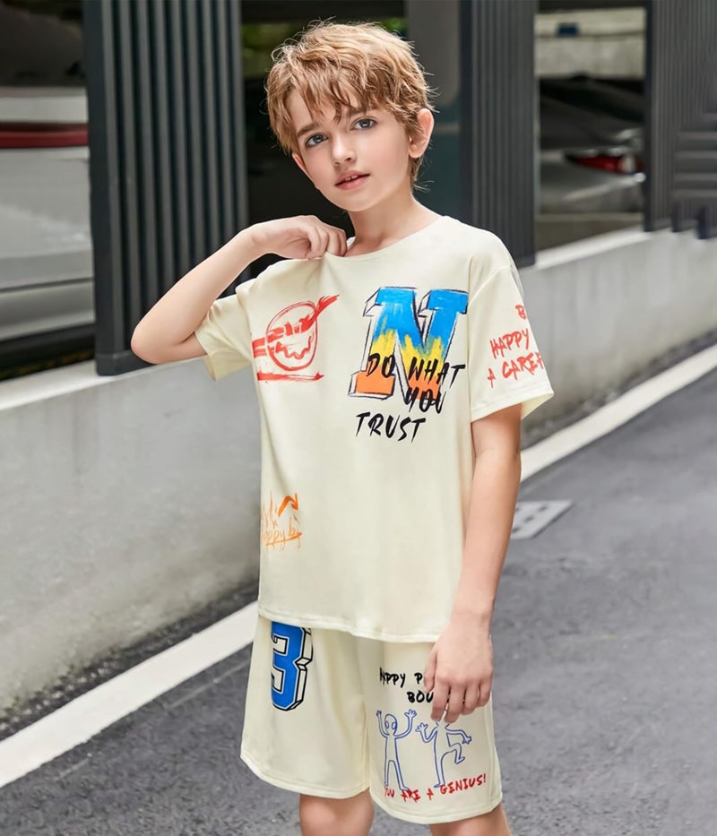 KYDA KIDS®100% Pure Cotton Premium Printed boy's Tshirt and Shorts Set - Image 4