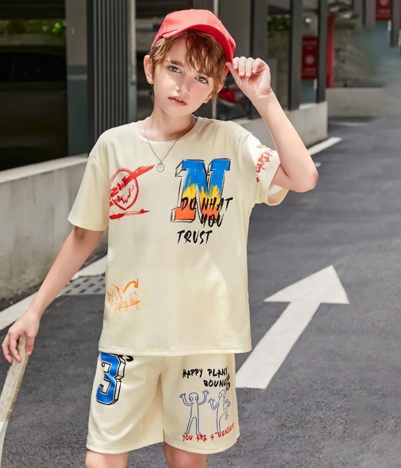 KYDA KIDS®100% Pure Cotton Premium Printed boy's Tshirt and Shorts Set - Image 5