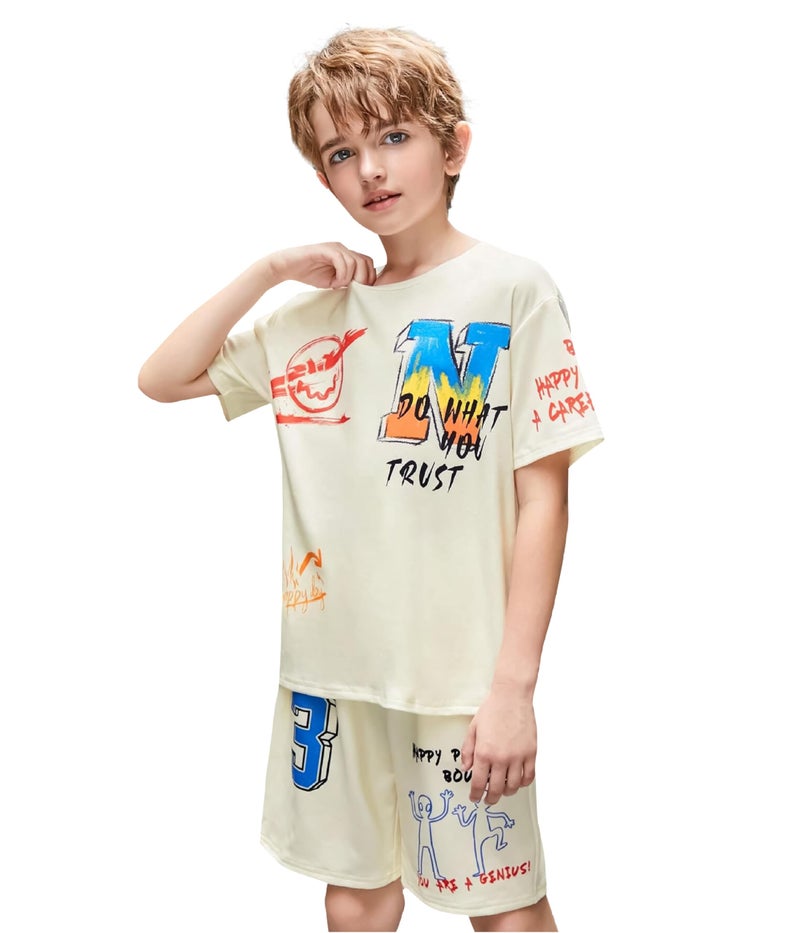KYDA KIDS®100% Pure Cotton Premium Printed boy's Tshirt and Shorts Set - Image 1