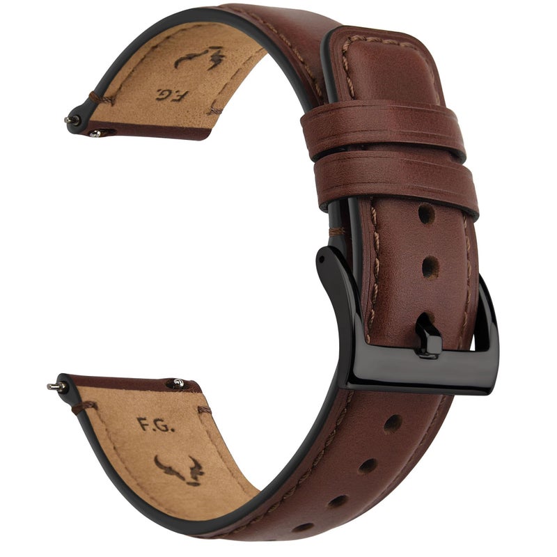 Fullmosa Leather Watch Bands for Men, 22mm 20mm 18mm Quick Release Watch Bands Strap - Burnished Band Vintage Wristband with Stainless Steel Metal Clasp - Image 1