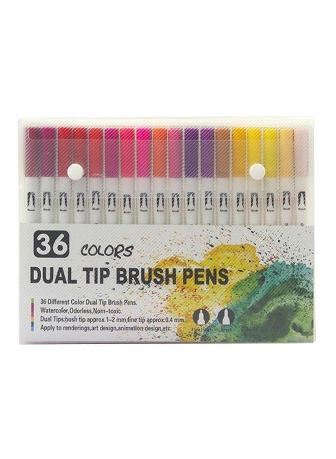 NIBEMINENT 36 Colors Dual Tip Brush Pen Set Multicolour - Image 1