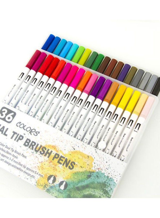 NIBEMINENT 36 Colors Dual Tip Brush Pen Set Multicolour - Image 2