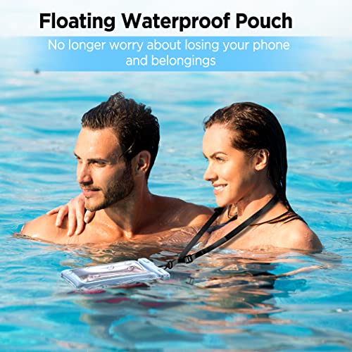 CACOE [Floatable] Floating Universal Waterproof Phone case 2 Pack-Up to 7.0",Phone Pouch with Adjustable Neck Lanyard,IPX8 Cellphone Dry Bags for Vacation Water Activities（Black+Light Blue） - Image 2