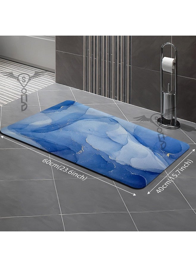 SITTELLA Rubber 3 Pieces (3.5Mm)Anti - Skid Water Soaking Marble Print Rectangular Door Mat, Water Absorbent Mat (40X60Cm) Blue - Image 3