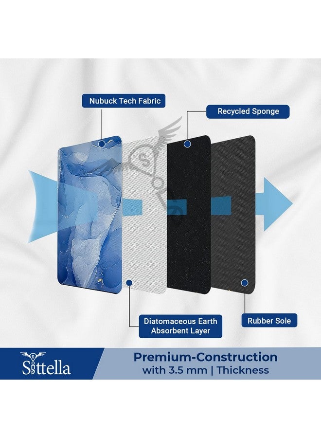 SITTELLA Rubber 3 Pieces (3.5Mm)Anti - Skid Water Soaking Marble Print Rectangular Door Mat, Water Absorbent Mat (40X60Cm) Blue - Image 4