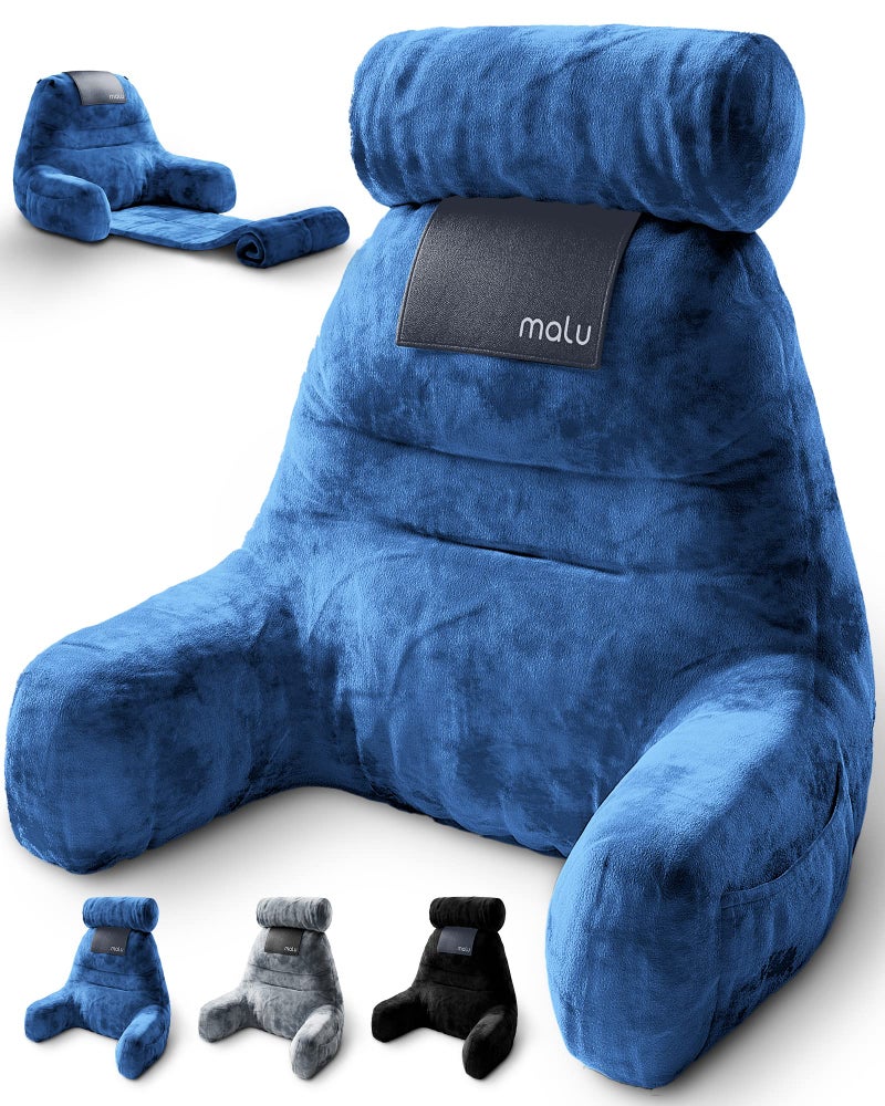 malu Extra Large Reading Pillow Ergonomic Pillow Back Pillow for Bed Rolling Mat for Neck Support with Shredded Memory Foam for Sitting Up in Bed Couch or Floor