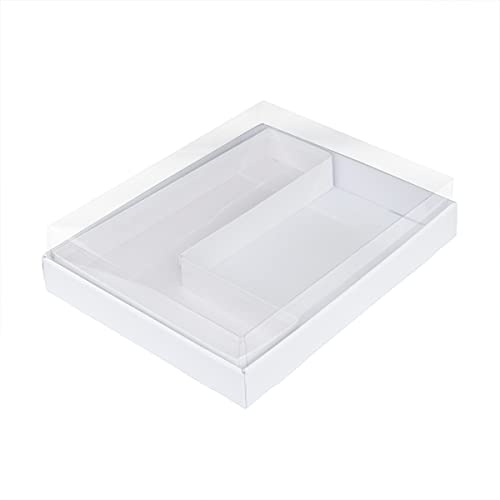 WENPACK 12.5" Cardboard Letter Shaped Mache Decorative Strawberries Fillable Sweets Candy Box with Clear Lid (White, L) - Image 1